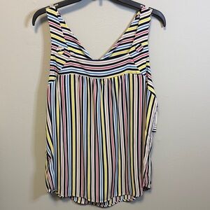 Ophelia Roe Striped Sleeveless Tank Top Blouse Size L NWT